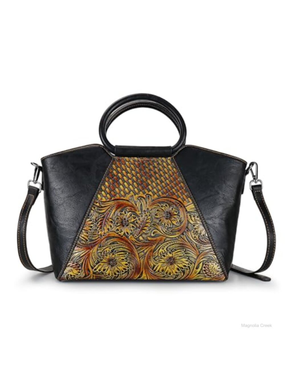 Vegan Leather Satchel Crossbody Bag Top Handle Purse Medium Tote